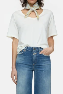 CLOSED T-Shirts>T-Shirt Met V-Hals Ivoor