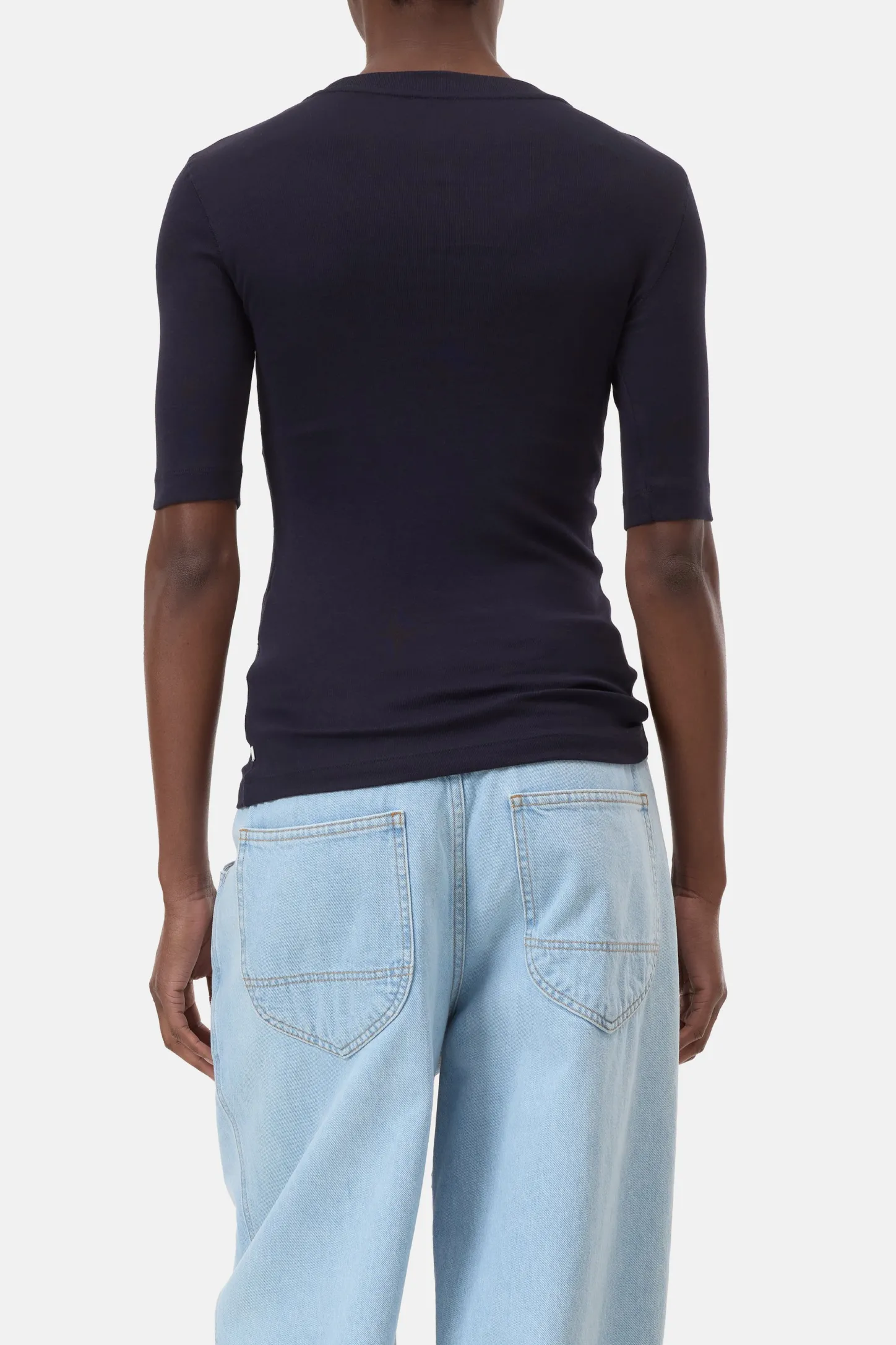 CLOSED T-Shirts>T-Shirt Van Katoen En Modaal Donkere Nacht