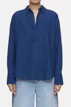 CLOSED Overhemden En Blouses>Tuniektopje Van Linnenmix Donkerblauw
