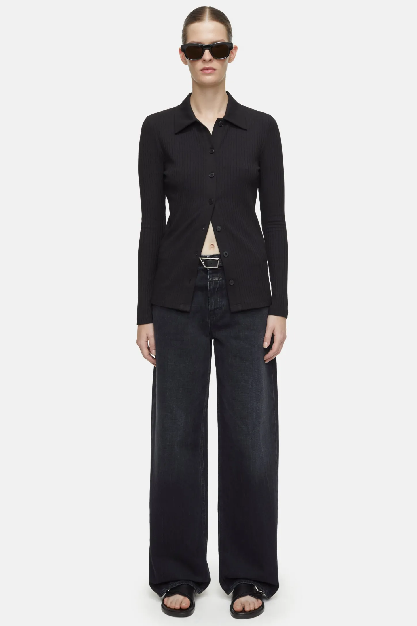 CLOSED T-Shirts>Vest Met Polokraag Zwart