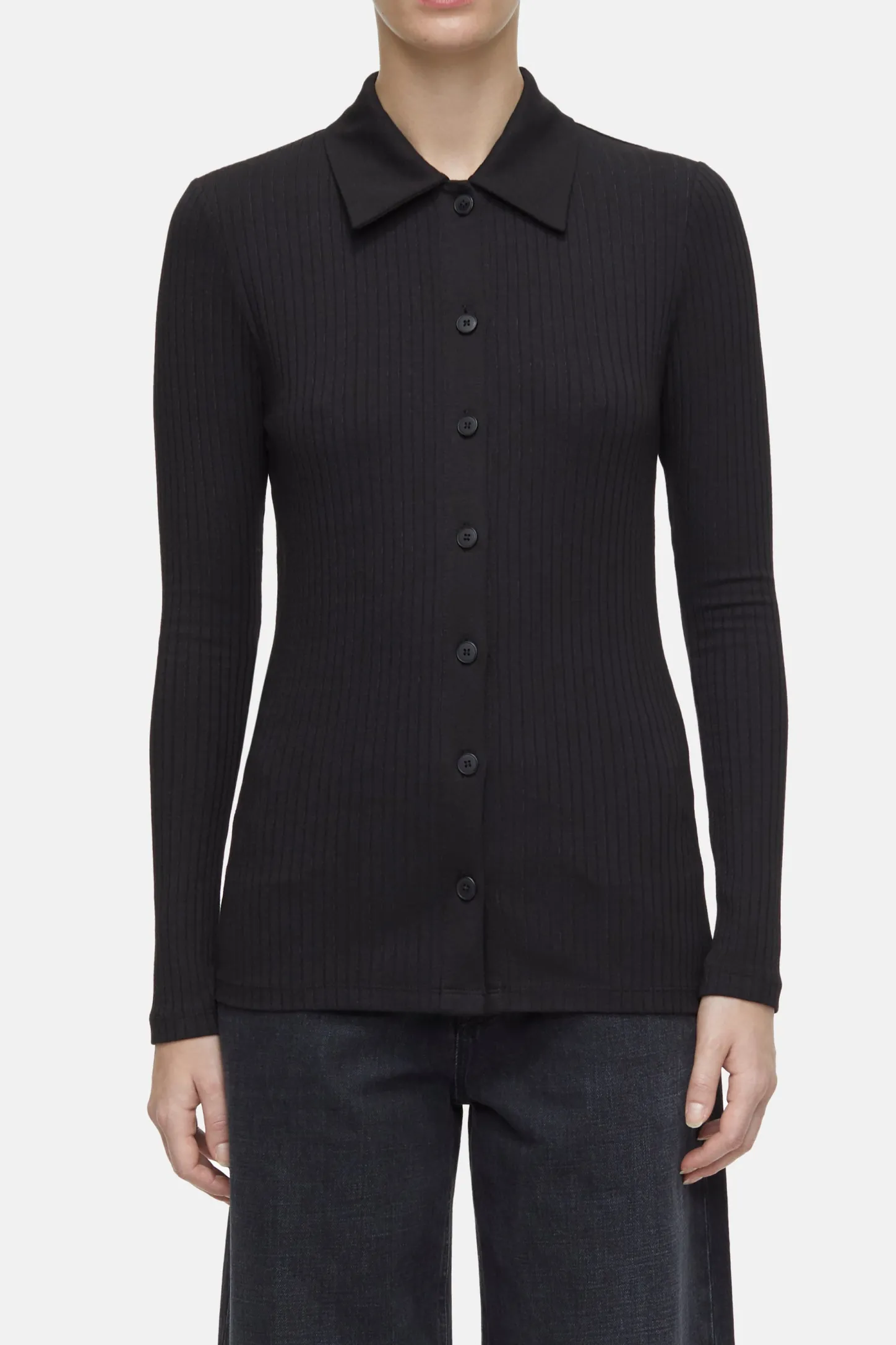 CLOSED T-Shirts>Vest Met Polokraag Zwart