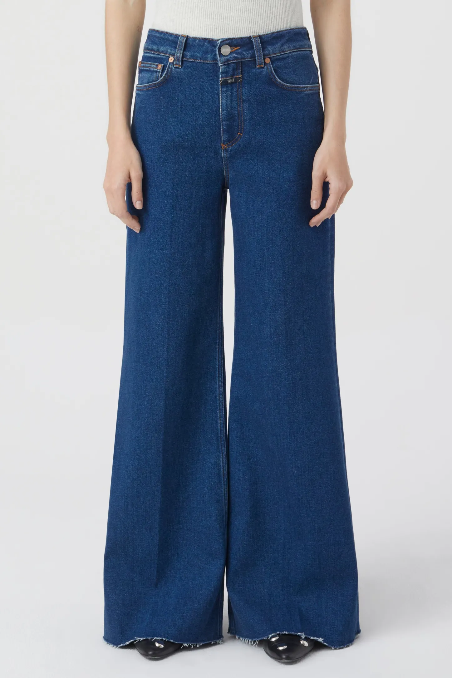 CLOSED Lange Denim>Wijde Jeans - Stijlnaam Glow-Up Donkerblauw