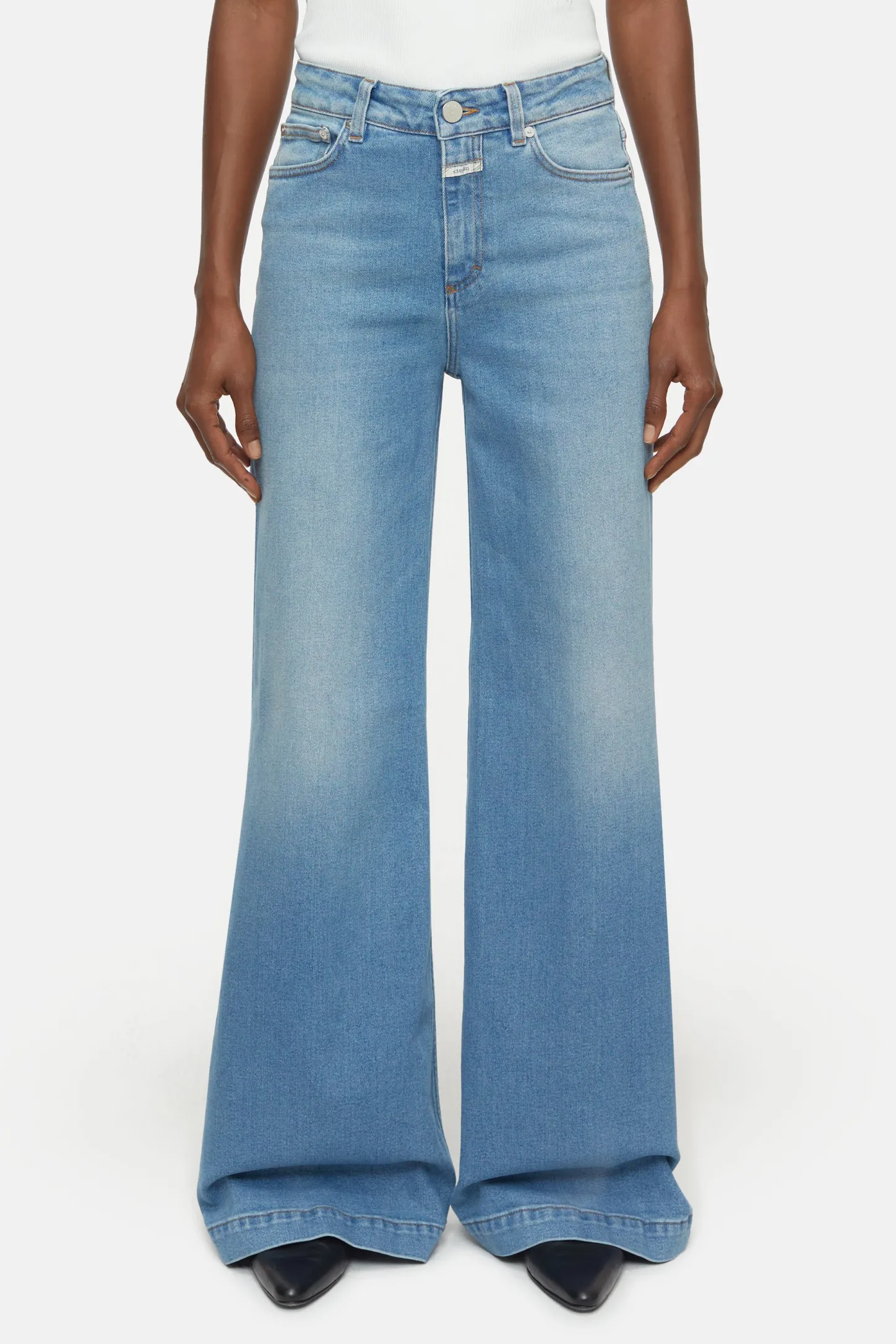 CLOSED Lange Denim>Wijde Jeans - Stijlnaam Glow-Up Midden Blauw