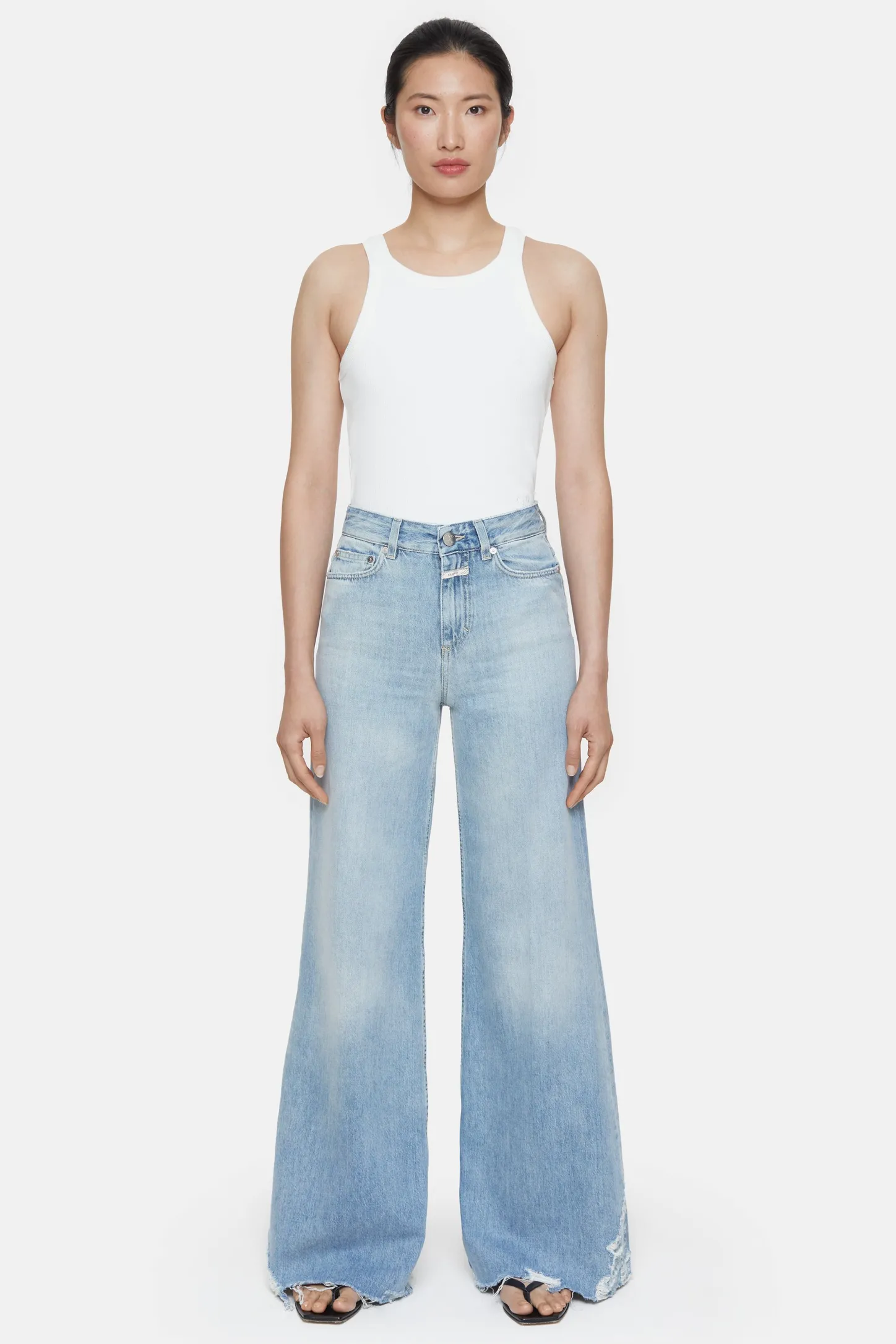 CLOSED Lange Denim>Wijde Jeans - Stijlnaam Glow-Up Midden Blauw