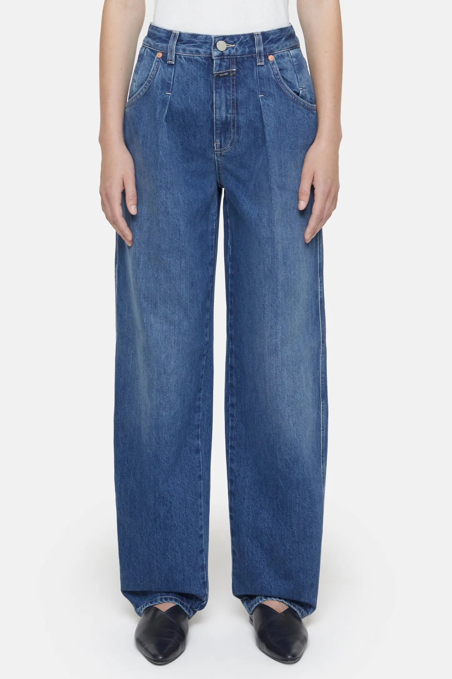 CLOSED Lange Denim>Wijde Jeans - Stijlnaam Wellington Donkerblauw