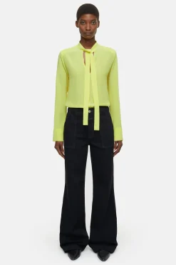 CLOSED Overhemden En Blouses>Zijden Blouse Primair Geel