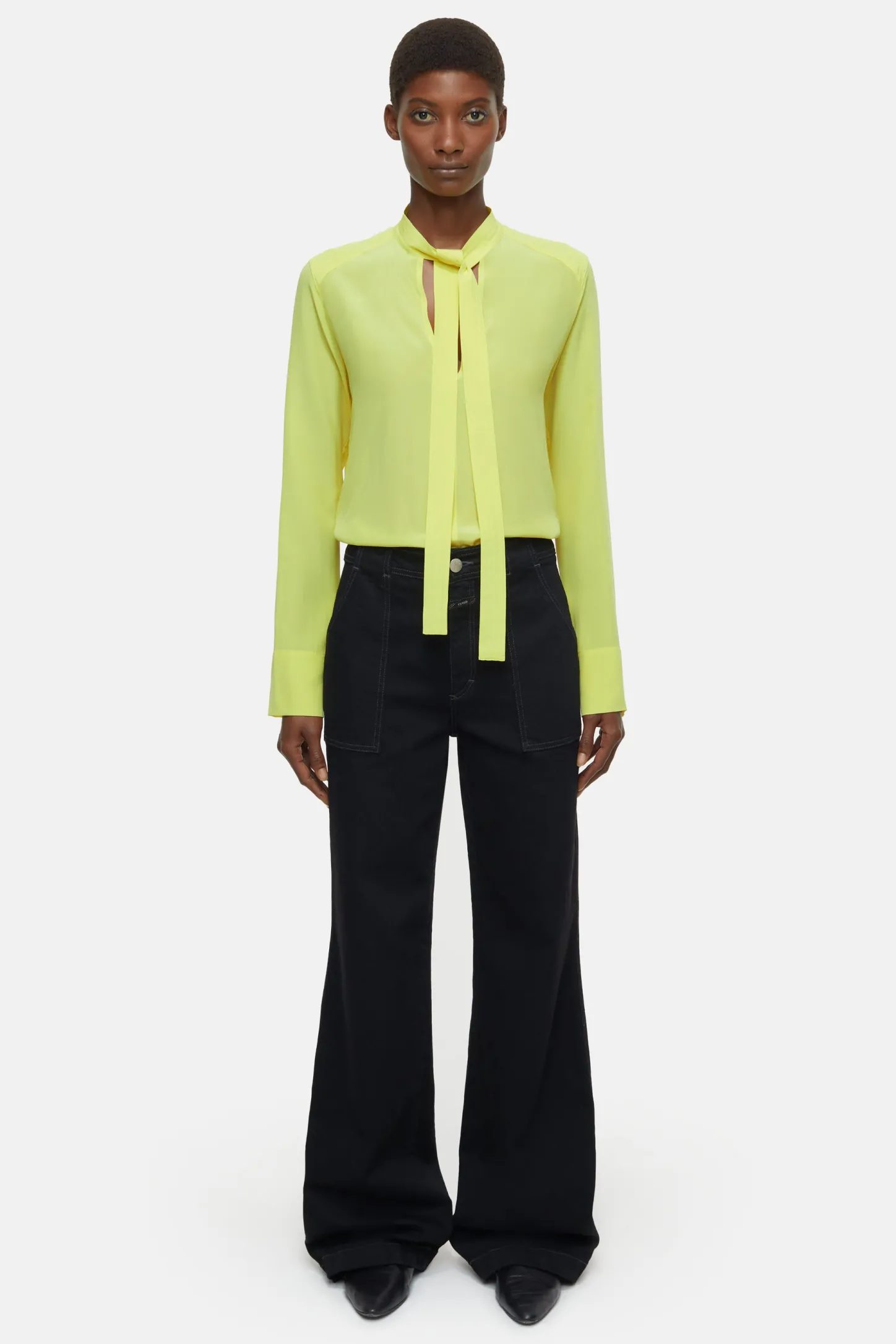CLOSED Overhemden En Blouses>Zijden Blouse Primair Geel