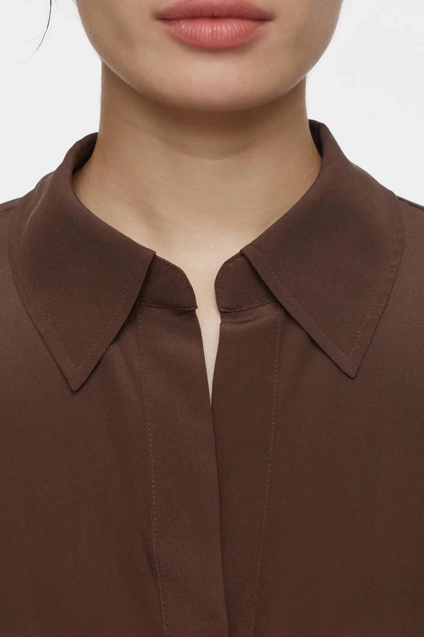 CLOSED Overhemden En Blouses>Zijden Blouse Koude Chocolademelk